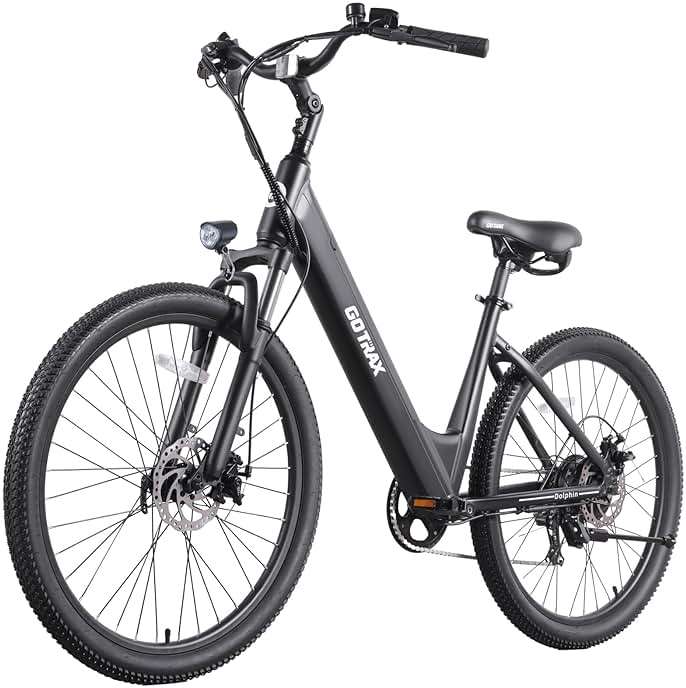 Gotrax Dolphin 26" Electric Bike, Max Range 30Miles(Pedal-assist1) & 20Mph Power by Peak 500W, 5 Pedal-Assist Levels & Front Suspension, 7-Speed&Boost Mode, City E-Bike for Adult, Step-Thru Bicycle - Image 1