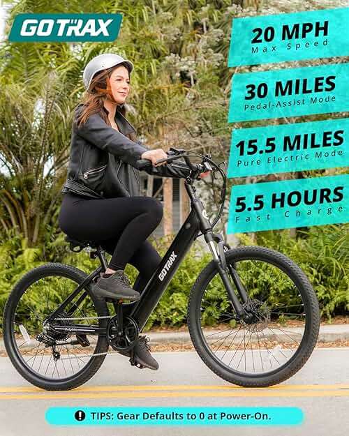 Gotrax Dolphin 26" Electric Bike, Max Range 30Miles(Pedal-assist1) & 20Mph Power by Peak 500W, 5 Pedal-Assist Levels & Front Suspension, 7-Speed&Boost Mode, City E-Bike for Adult, Step-Thru Bicycle - Image 2