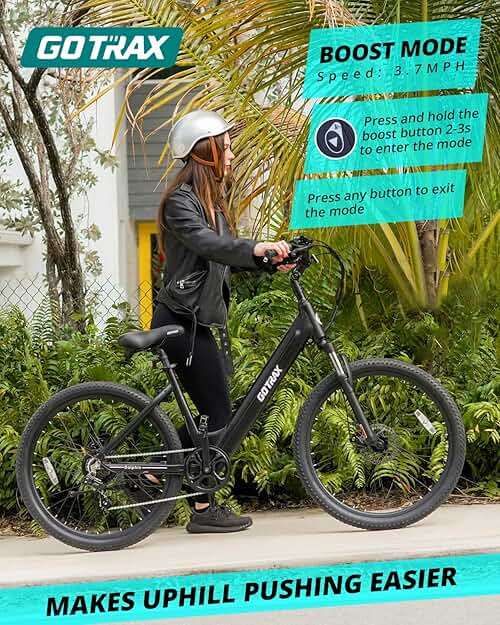 Gotrax Dolphin 26" Electric Bike, Max Range 30Miles(Pedal-assist1) & 20Mph Power by Peak 500W, 5 Pedal-Assist Levels & Front Suspension, 7-Speed&Boost Mode, City E-Bike for Adult, Step-Thru Bicycle - Image 4