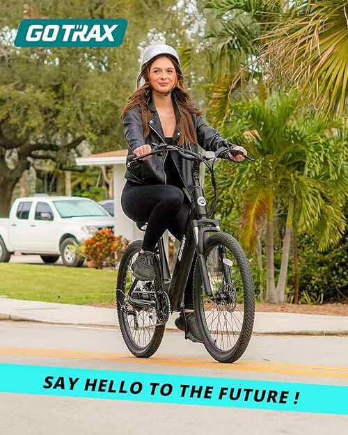 Gotrax Dolphin 26" Electric Bike, Max Range 30Miles(Pedal-assist1) & 20Mph Power by Peak 500W, 5 Pedal-Assist Levels & Front Suspension, 7-Speed&Boost Mode, City E-Bike for Adult, Step-Thru Bicycle - Image 8