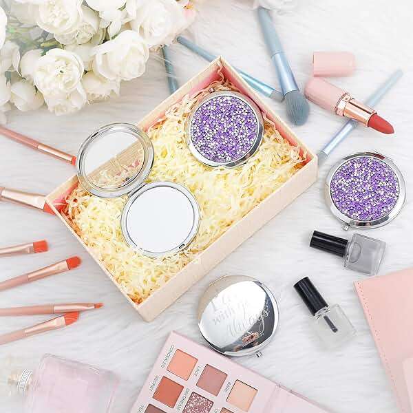 Thyle 12 Pcs Compact Mirror Bulk Gifts Christian Pocket Mirror for Confirmation Favors Catholic VBS Women Bible Verse Wallet Makeup Compact Religious Baptism(Same,Purple) - Image 4