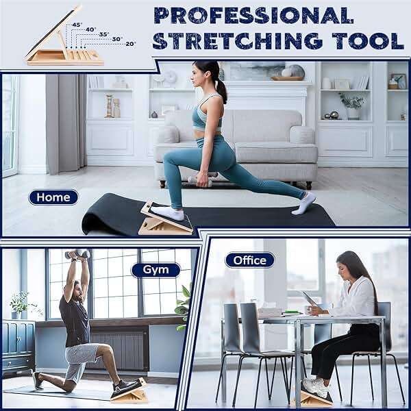 Portable Wooden Slant Board for Calf Stretching Squats Calf Stretcher Pilates Physical Therapy Equipment Adjustable Incline Board for Knees Ankle Heel Feet Leg - Image 5