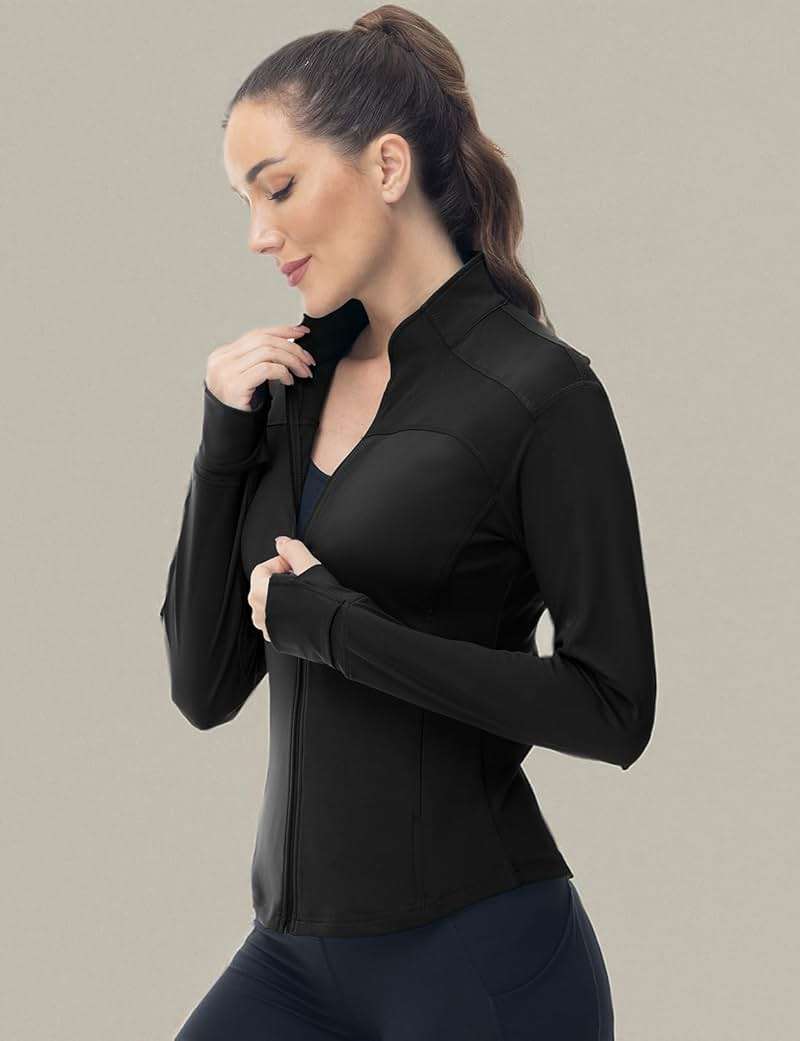 Gopune Women's Workout Athletic Jacket Lightweight Zip Up Yoga Slim Fit Tops with Pockets - Image 8