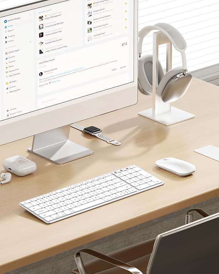 seenda Bluetooth Keyboard and Mouse Combo for Mac, SKM64-2 Rechargeable Silent Wireless Keyboard Mouse Compact Slim, 3 Multi-Device Connection, Compatible for Mac MacBook Pro/Air iPad, White Silver - Image 7