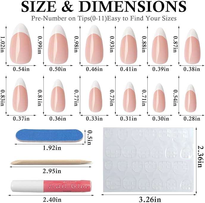 Bellelfin 120Pcs White French Tip Press on Nails Almond Shape Fake Nails, Full Cover Glossy Nude False Nails Acrylic Glue on Nail with 5 Sheets Adhesive Tabs for Women Girls Finger Design - Image 3
