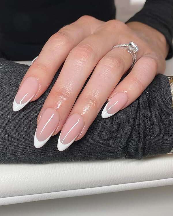 Bellelfin 120Pcs White French Tip Press on Nails Almond Shape Fake Nails, Full Cover Glossy Nude False Nails Acrylic Glue on Nail with 5 Sheets Adhesive Tabs for Women Girls Finger Design - Image 6