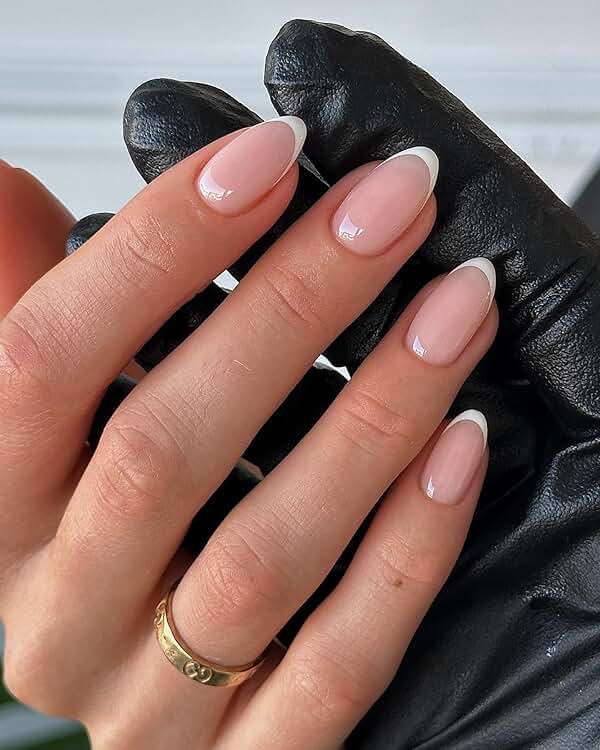 Bellelfin 120Pcs White French Tip Press on Nails Almond Shape Fake Nails, Full Cover Glossy Nude False Nails Acrylic Glue on Nail with 5 Sheets Adhesive Tabs for Women Girls Finger Design - Image 8