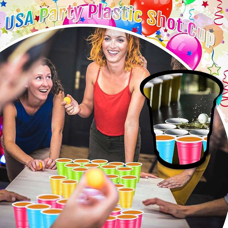Roshtia 100 Pack 2 oz Plastic Shot Cups, Mini Disposable Shot Glasses 2 oz Wedding Party Cups for Bridal Shower Wedding Party, Beer Taste Serving, Snacks(Multi Colors) - Image 2