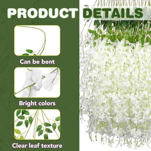 Alotiki Wisteria Hanging Flowers,36 Pack Fake Hanging Flowers,Wisteria Artificiales Garland for Home Wedding Arch Floral Party Garden Ceremony Outdoor Decor,3.6 Feet Long(36,White) - Image 5