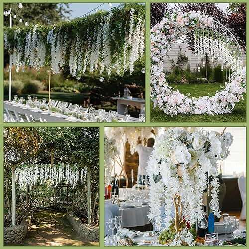 Alotiki Wisteria Hanging Flowers,36 Pack Fake Hanging Flowers,Wisteria Artificiales Garland for Home Wedding Arch Floral Party Garden Ceremony Outdoor Decor,3.6 Feet Long(36,White) - Image 6