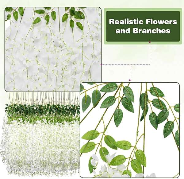 Alotiki Wisteria Hanging Flowers,36 Pack Fake Hanging Flowers,Wisteria Artificiales Garland for Home Wedding Arch Floral Party Garden Ceremony Outdoor Decor,3.6 Feet Long(36,White) - Image 7