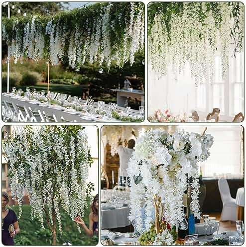 Alotiki Wisteria Hanging Flowers,36 Pack Fake Hanging Flowers,Wisteria Artificiales Garland for Home Wedding Arch Floral Party Garden Ceremony Outdoor Decor,3.6 Feet Long(36,White) - Image 10