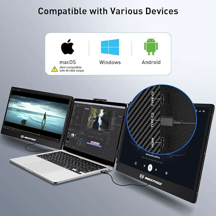 Maxfree Triple Laptop Screen Extender, S2 14" 1080P HD Portable Dual Monitor for 13.3-17″ Laptops, Plug & Play Monitor Extender Compatible with Windows/Mac/Surface/Android/Switch - Image 6
