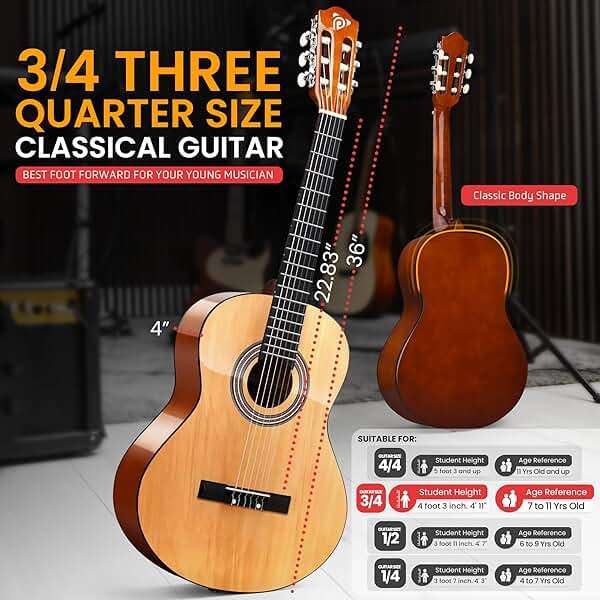 Pyle Beginner Acoustic Guitar Kit, 3/4 Junior Size All Wood Instrument with Full Accessory Kit, Picks, Shoulder Strap, Carry Case, Cleaning Cloth, Tuner App, 2 Month Lessons, 36” (Ash Gloss) - Image 3