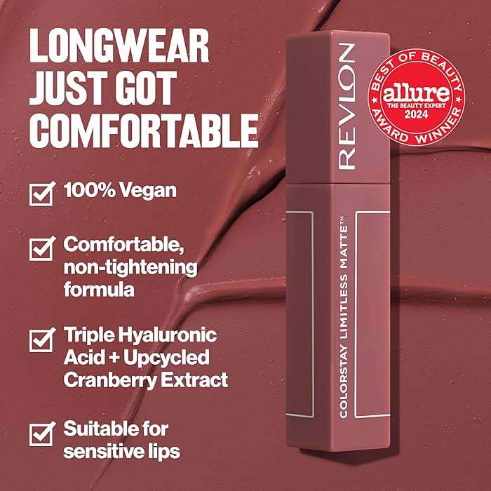 Revlon ColorStay Limitless Matte Liquid Lipstick, Vegan Formula, No-Budge, Longwear Lip Color, Long Lasting, Lightweight/Comfortable, Waterproof, 012 Lead The Way, 0.17 fl oz - Image 3