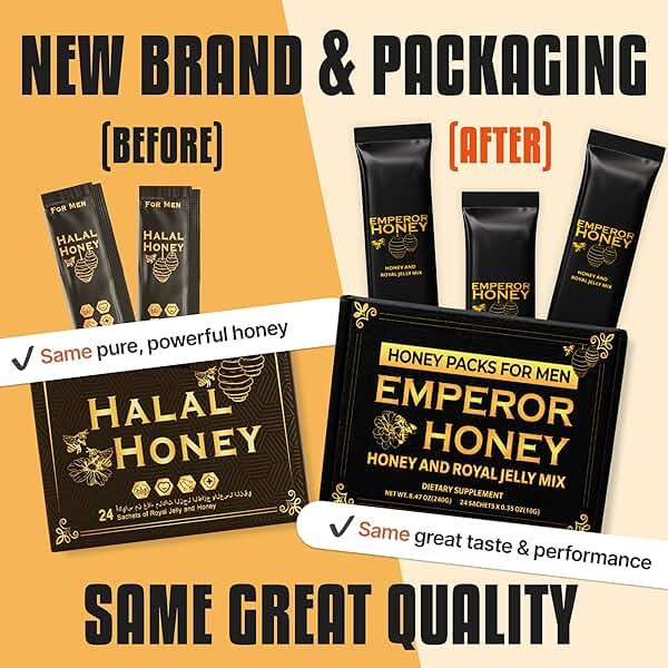 Halal Honey Extra Strength For Men Raw Organic Honey with Premium Natural Royal Jelly Bee Pollen & 100% Pure (Large Pack of 24 Honey Packets) - Image 2