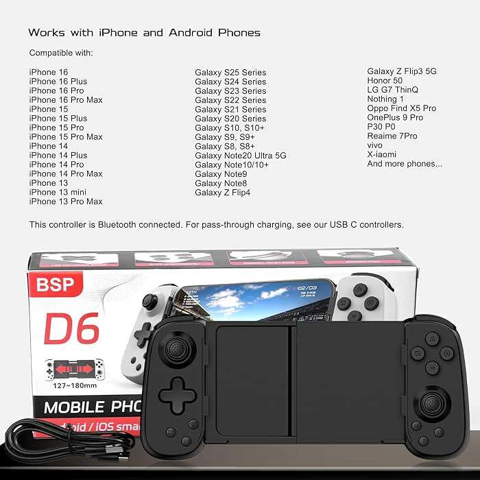 Joso Wireless Phone Controller for iPhone/Android, Mobile Game Controller with Hall Joystick Suitable for Xbox Cloud Gaming, PS Remote Play, Steam Link, Call of Duty & More - Black - Image 6