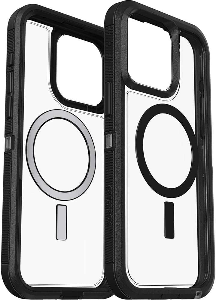 OtterBox iPhone 15 Pro MAX (Only) Defender Series XT Clear Case - Dark Side (Black/Clear), screenless, Rugged, Snaps to MagSafe, Lanyard Attachment - Image 6