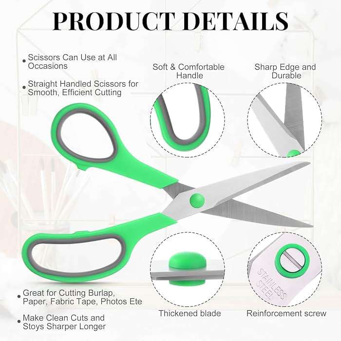 WILLBOND 90 Pack Scissors Bulk 8" Multipurpose Professional Heavy Duty Multi Color Stainless Steel Scissors with Comfortable Handles for Office School Craft Sewing Home DIY Craft Supplies - Image 4