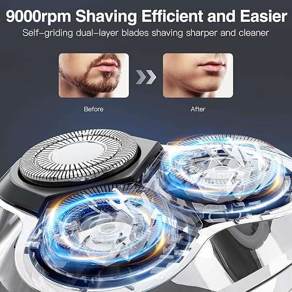 YIRISO Electric Razor for Men, 90Min Long-Lasting Rotary Shaver with 4D Floating Head & LCD Display, Ultra Smooth for Sensitive Skin, IPX6 Waterproof, USB-C Fast Charge, with Travel Case - Ideal Gift - Image 2