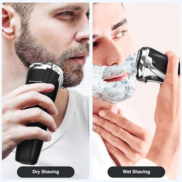 YIRISO Electric Razor for Men, 90Min Long-Lasting Rotary Shaver with 4D Floating Head & LCD Display, Ultra Smooth for Sensitive Skin, IPX6 Waterproof, USB-C Fast Charge, with Travel Case - Ideal Gift - Image 6