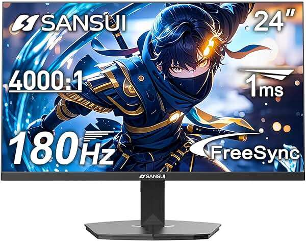 SANSUI 24 Inch Gaming Monitor 180Hz, DP 1.4 & HDMI 2.0 Ports High Refresh Rate Computer Monitor, Racing FPS RTS Modes, 1ms Response Time 110% sRGB (ES-G24F4, HDMI Cable Included) - Image 1