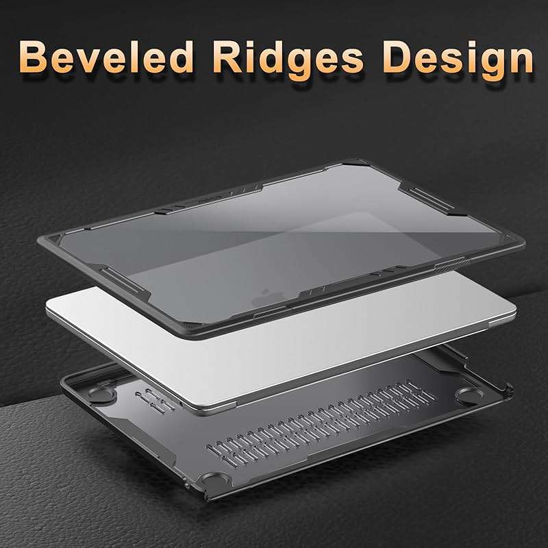 MOSISO Compatible with MacBook Air 13 inch Case 2026-2022 M5 A3449 M4 A3240 M3 A3113 M2 A2681, 3 in 1 Kit Symmetric Geometric Heavy Duty Hard Case with TPU Bumper for MacBook Air 13.6, Black - Image 5