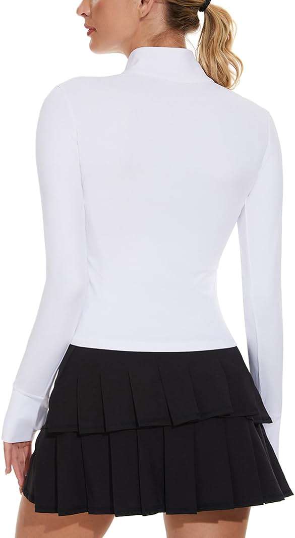 M MOTEEPI Cropped BBL Jackets for Women Running with Zip Pockets Workout Athletic Full Zip Jackets Yoga Gym Thumb Holes - Image 2