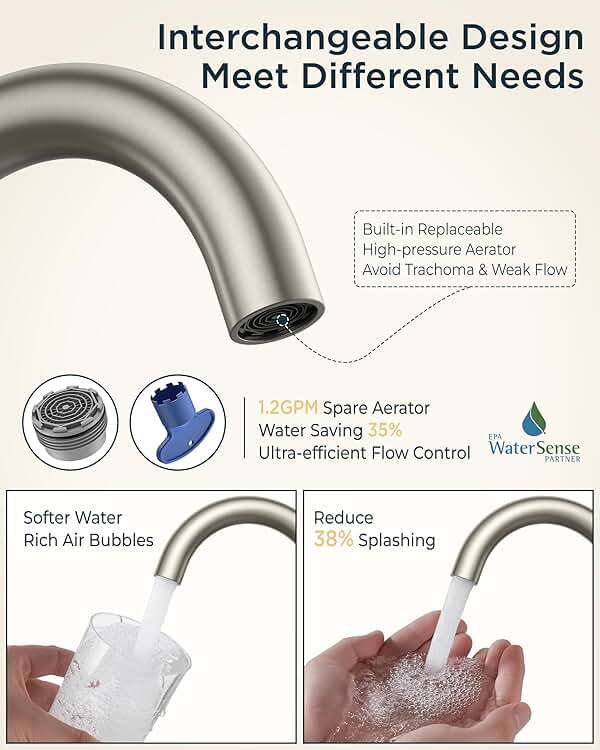 FORIOUS Brushed Nickel Bathroom Faucet 2 Hole, 4 Inch Centerset Bathroom Sink Faucet Brushed Nickel with Pop-up Dain, 24" CUPC Hoses, 360° Swivel Gooseneck for RV Basin - Image 4