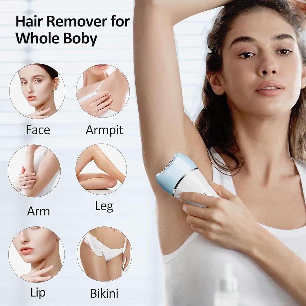Epilator for Women, 6 in 1 Hair Removal Epilator, Shaver, Face Razor, Facial Brush, Face Massage and Body Exfoliator,IPX7 Waterproof Rechargeable Hair Removal for Women, 2 Speeds - Image 5