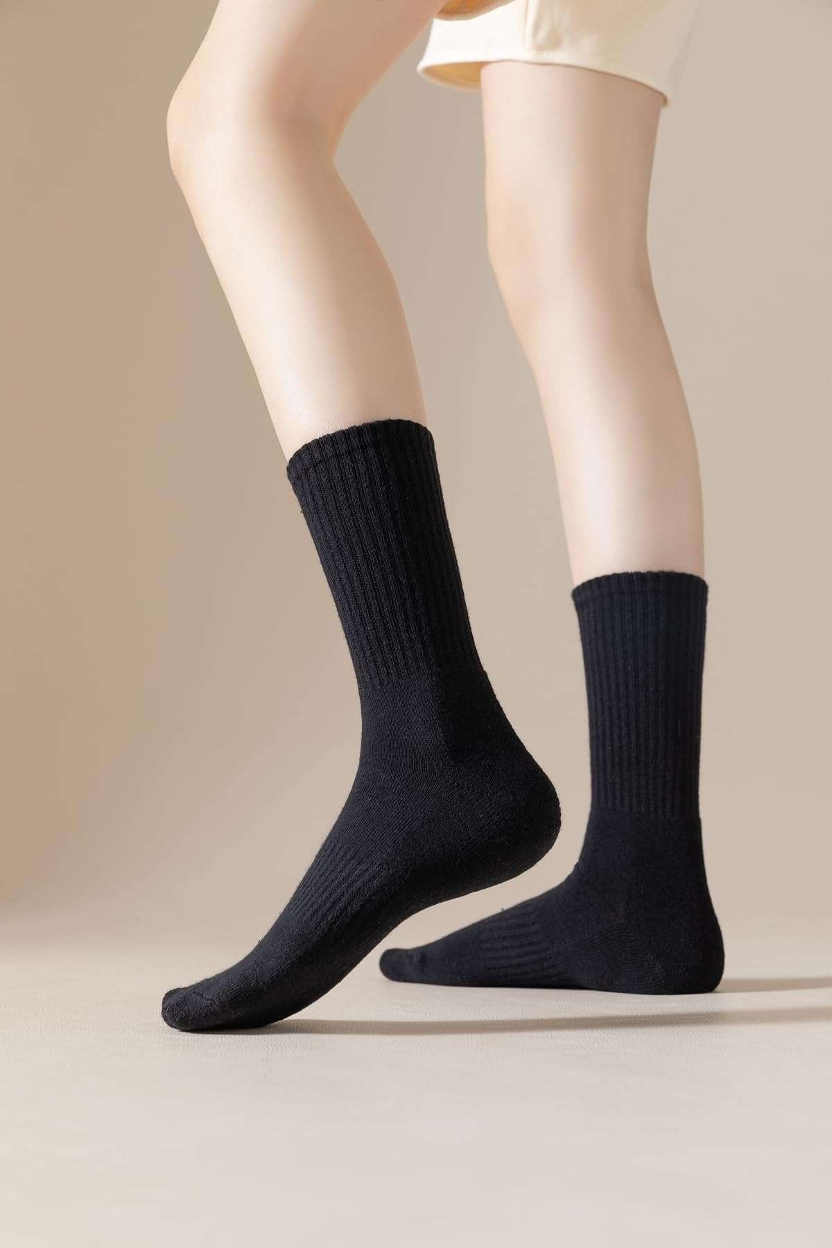 Irisbear Cushion Crew Socks for Women Cotton Running Hiking Athletic Long Socks for Women 5 Pairs - Image 3