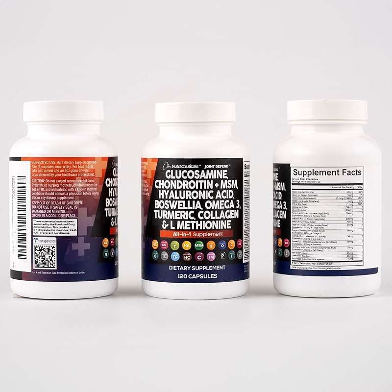 Clean Nutraceuticals Glucosamine 1500mg Chondroitin 1200mg MSM with Turmeric Curcumin, Collagen, Hyaluronic Acid, Omega 3 – Joint Health Supplement for Men & Women – Joint Complex – 120 Count - Image 8