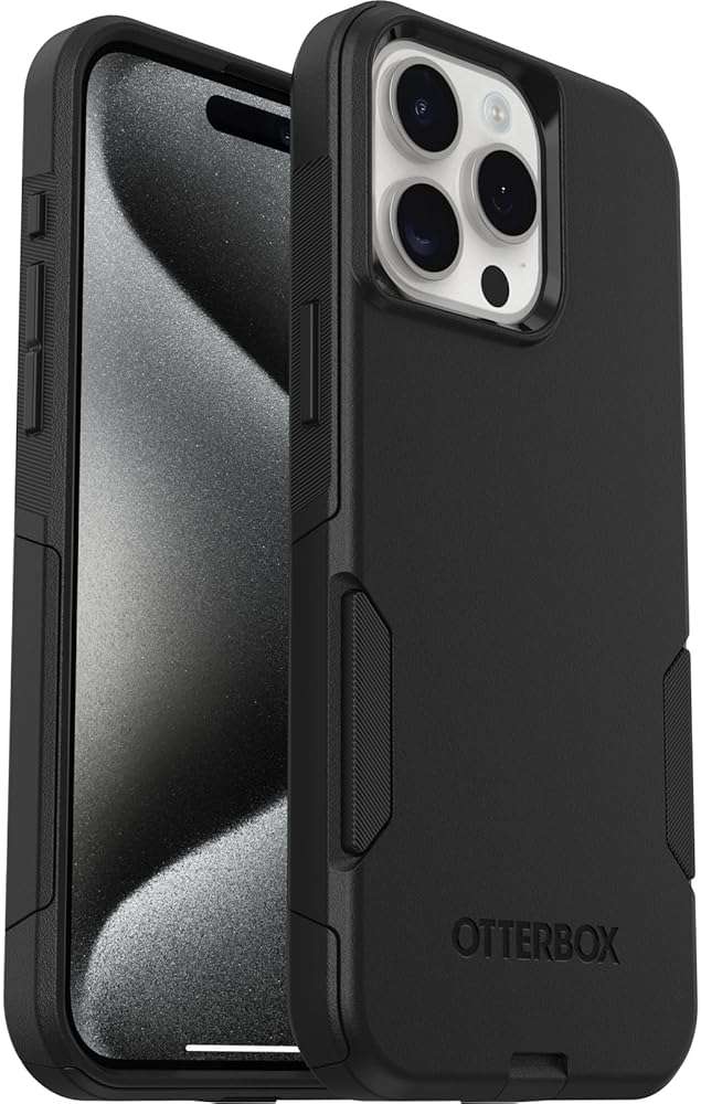 OtterBox iPhone 15 Pro MAX (Only) Commuter Series Case - BLACK, slim & tough, pocket-friendly, with port protection (Unit ships in polybag, ideal for business customers) - Image 1