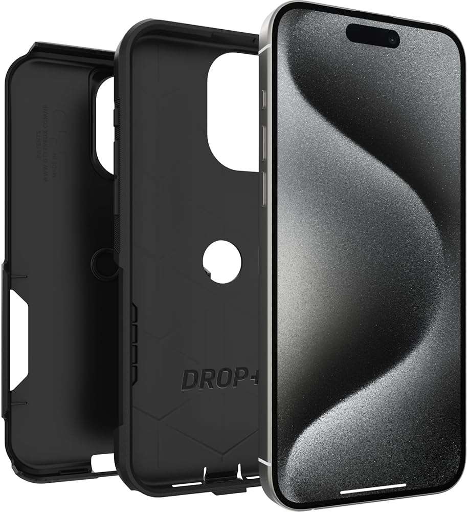 OtterBox iPhone 15 Pro MAX (Only) Commuter Series Case - BLACK, slim & tough, pocket-friendly, with port protection (Unit ships in polybag, ideal for business customers) - Image 4