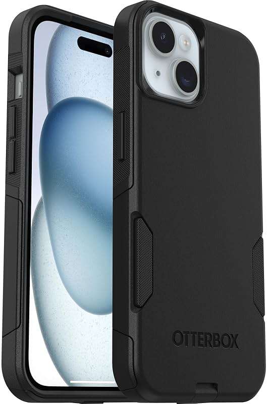OtterBox iPhone 16e, 15, 14, & 13 Commuter Series Case - BLACK, slim & tough, pocket-friendly, with port protection (ships in polybag) - Image 1