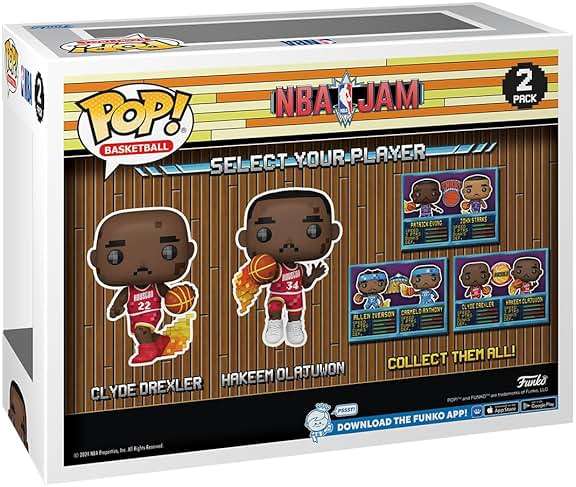 Funko Pop! NBA JAM: Rockets - Clyde Drexler and Hakeem Olajuwon 2-Pack - Image 3
