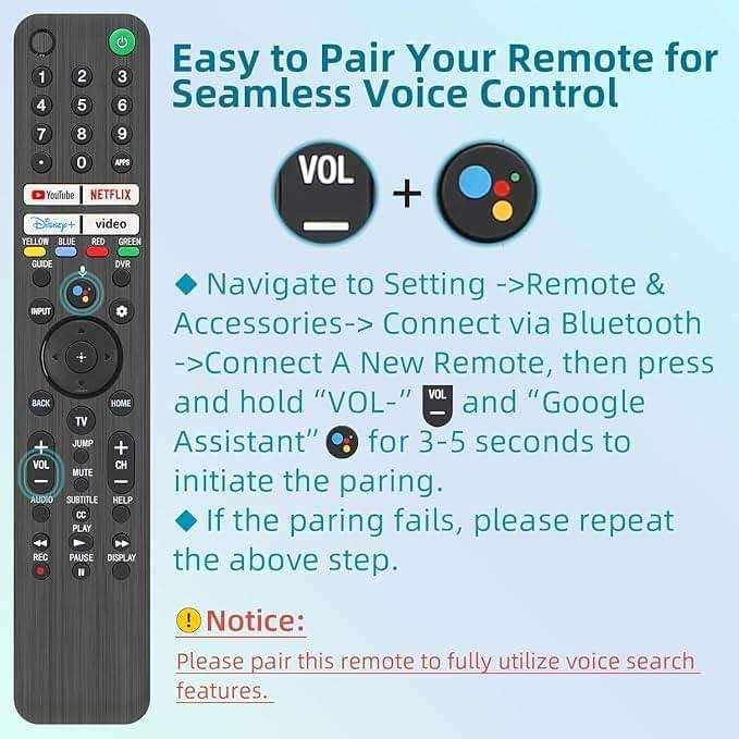 Replacement for Sony TV Remote, for All 2019-2026 Sony Remote Control for Bravia Smart TV with Voice Control. for Bravia XR/XBR/KD/K Series Google/Android TVs. 1-Year Warranty. - Image 8