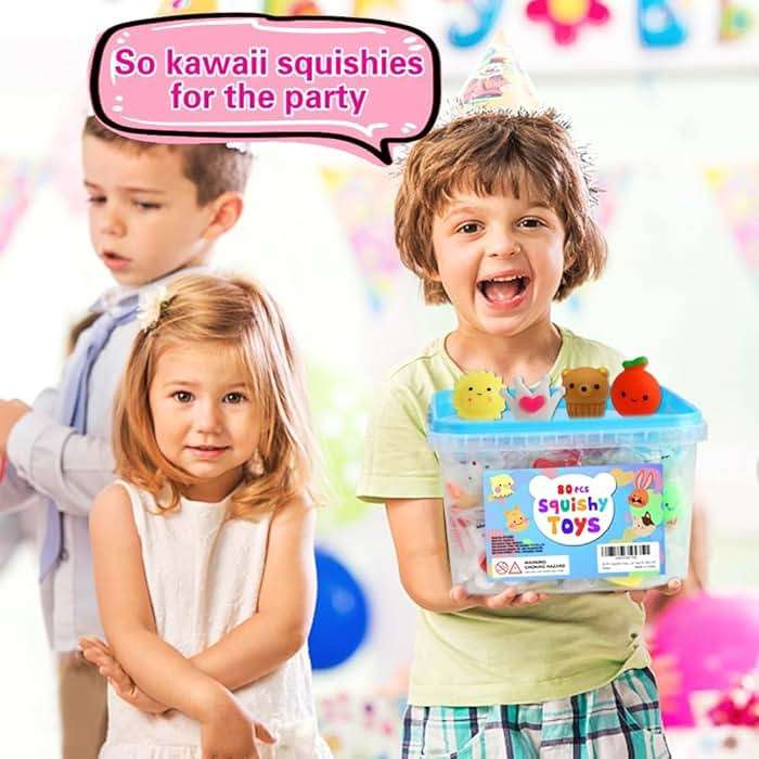 80Pcs Party Favors for Kids 4-8, Kawaii Squishies Mochi Squishy Toy Bulk Fidget Sensory Toys Birthday Gifts for Boys Girls, Easter Basket Stuffers Egg Fillers Treasure Box Classroom Prizes Goodie Bag - Image 4