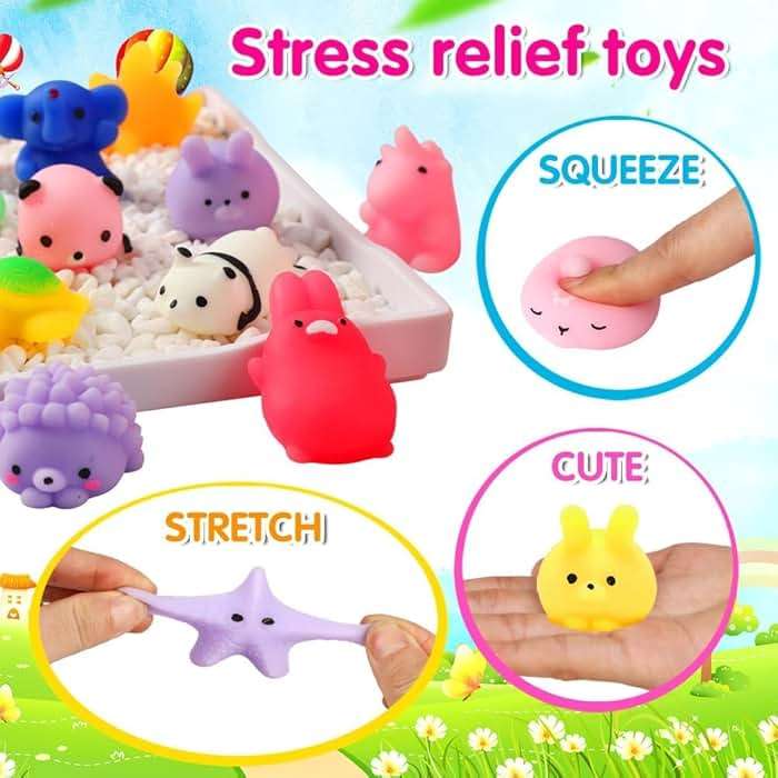 80Pcs Party Favors for Kids 4-8, Kawaii Squishies Mochi Squishy Toy Bulk Fidget Sensory Toys Birthday Gifts for Boys Girls, Easter Basket Stuffers Egg Fillers Treasure Box Classroom Prizes Goodie Bag - Image 5