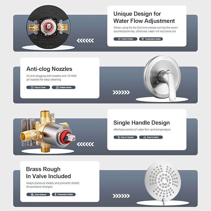 Shower Faucet with Valve, Brushed Nickel Bathroom Tub Shower Faucet Kit, Single Handle Rain Shower Head with Tub Spout, Solid Brass Shower Tub Faucet Set Complete, Bathtub Faucet with Shower - Image 4