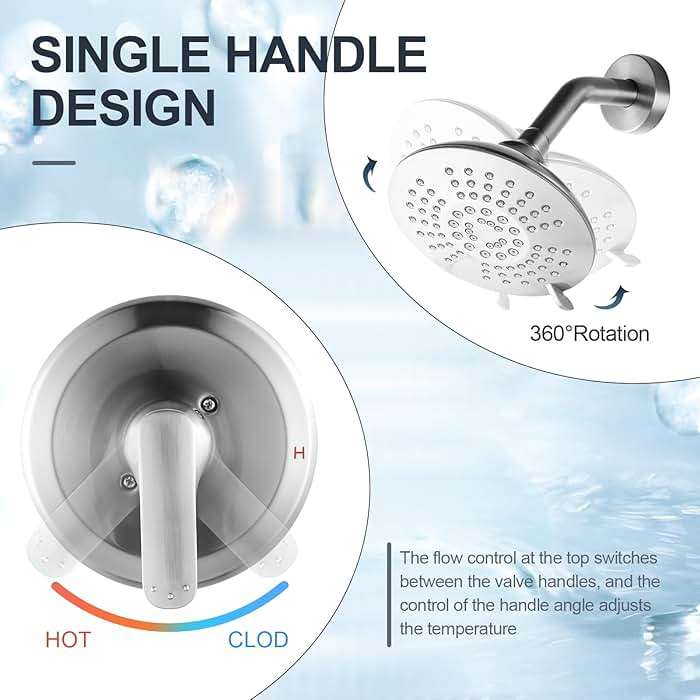 Shower Faucet with Valve, Brushed Nickel Bathroom Tub Shower Faucet Kit, Single Handle Rain Shower Head with Tub Spout, Solid Brass Shower Tub Faucet Set Complete, Bathtub Faucet with Shower - Image 6