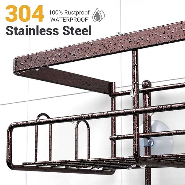 AKTECKE Shower Caddy Hanging Bathroom Organizer: Rustproof Shelf for Inside Shower - No Drilling, Over Showerhead - Bath Shelves for Shampoo, Soap - Bronze - Image 4