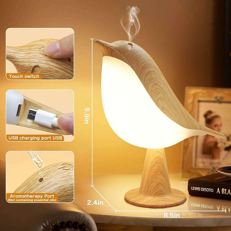 VViN 2 in 1 Small Desk Lamp, Bird Cordless Table Lamp with 3 Color Temperature Dimmer and Touch Sensor - Rechargeable Battery Night Light for Kids, Bedroom, Bedside, and Outdoor Use - Image 5