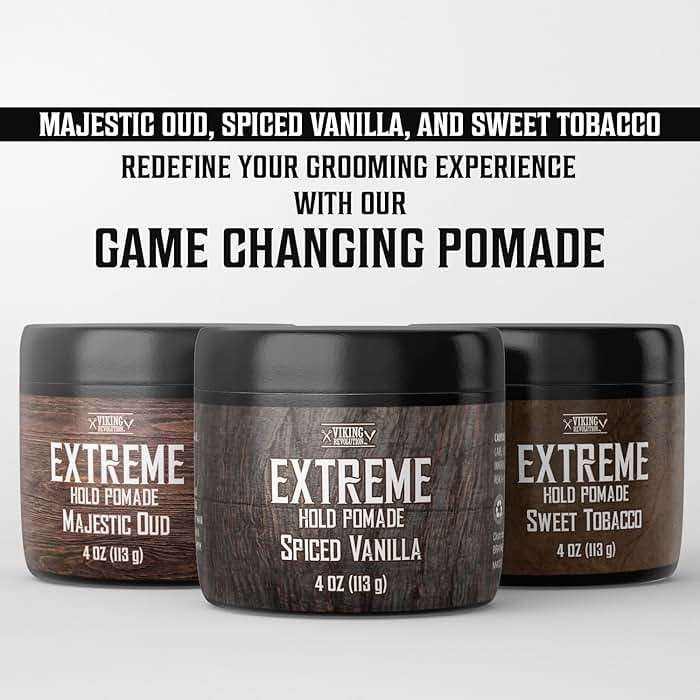 Viking Revolution Spiced Vanilla Hair Pomade for Men - Extreme Hold Hair Gel for Men - Water Based - Extra Firm Mens Hair Pomade - High Shine Mens Hair Cream (4oz) - Image 6