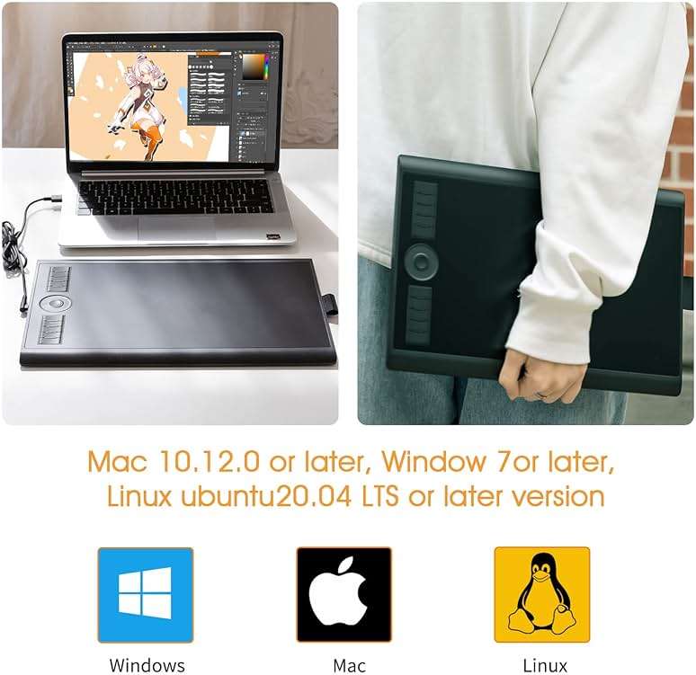 GAOMON M10K 10 x 6.25 Inches Graphic Drawing Tablet with 8192 Levels Battery-Free Stylus and 10 Customizable Hot-Keys for Digital Drawing & OSU & Online Teaching-for Mac&Windows - Image 5