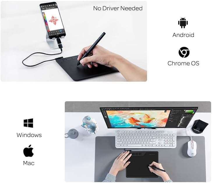 GAOMON S620 6.5 x 4 Inches Graphics Tablet with 8192 Passive Pen 4 Express Keys for Digital Drawing & OSU & Online Teaching-for Mac Windows Android OS - Image 5
