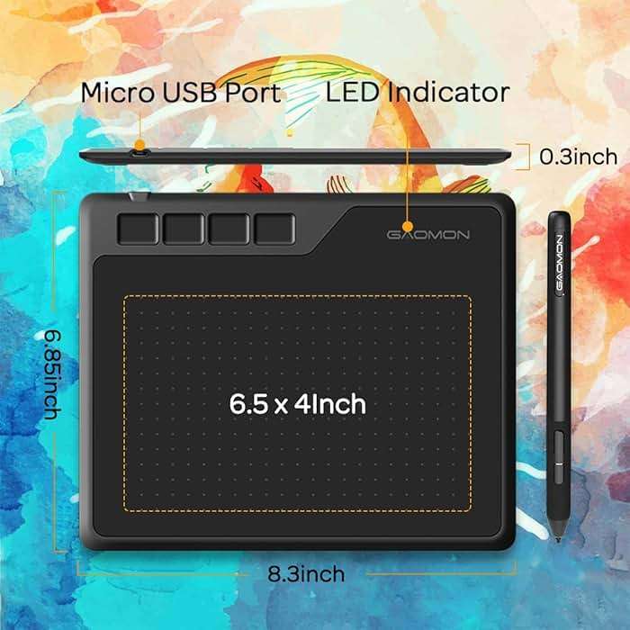 GAOMON S620 6.5 x 4 Inches Graphics Tablet with 8192 Passive Pen 4 Express Keys for Digital Drawing & OSU & Online Teaching-for Mac Windows Android OS - Image 8