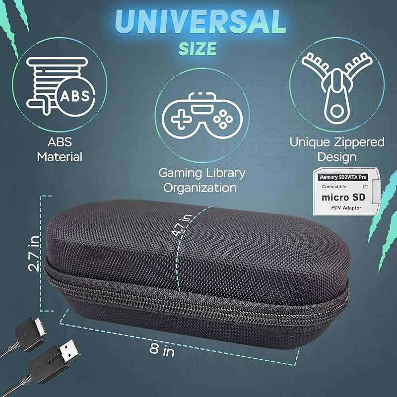 Skywin 4-in-1 Kit for PS Vita 2000 Slim - Black Case with Front & Back Protector, Adapter Charger Cable, Micro SD Card - Image 3