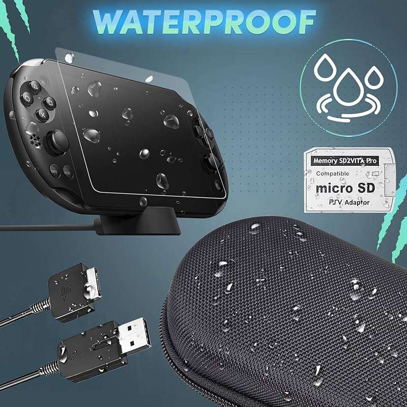Skywin 4-in-1 Kit for PS Vita 2000 Slim - Black Case with Front & Back Protector, Adapter Charger Cable, Micro SD Card - Image 4