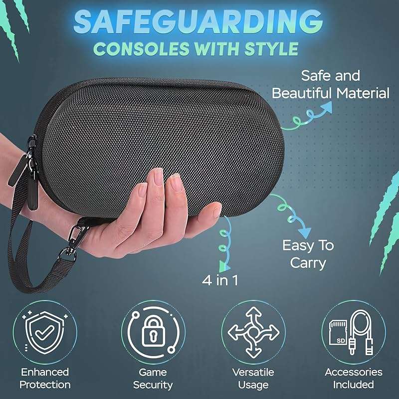 Skywin 4-in-1 Kit for PS Vita 2000 Slim - Black Case with Front & Back Protector, Adapter Charger Cable, Micro SD Card - Image 7